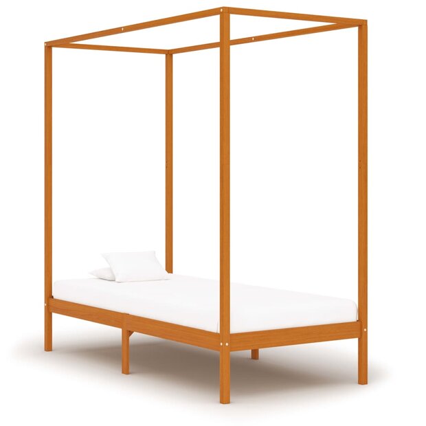 Hemelbedframe massief grenenhout honingbruin 100x200 cm 1