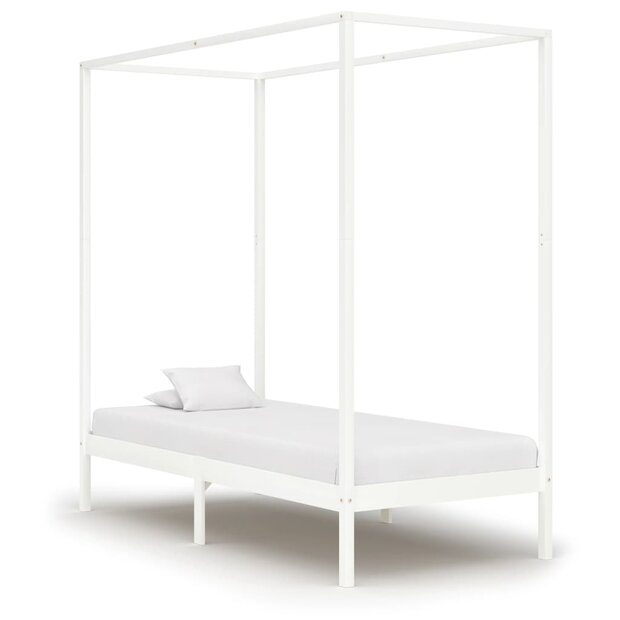 Hemelbedframe massief grenenhout wit 90x200 cm 1