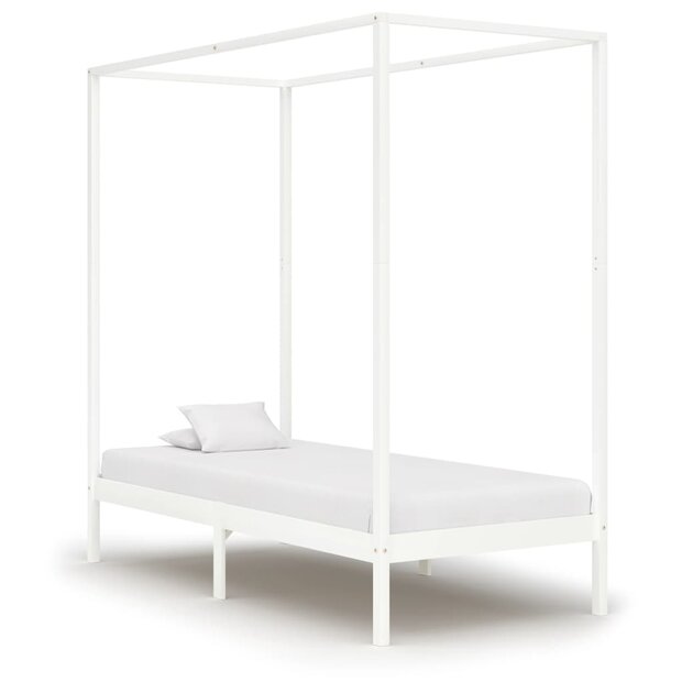 Hemelbedframe massief grenenhout wit 100x200 cm 1