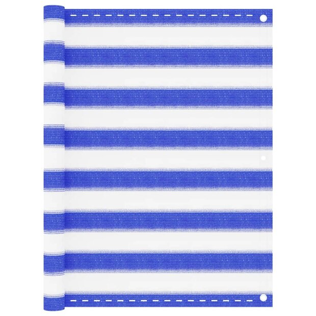 Balkonscherm 90x400 cm HDPE blauw en wit 1