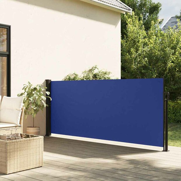Windscherm uittrekbaar 117x300 cm blauw 1