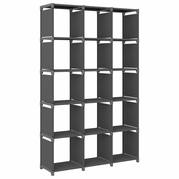 Kast met 15 vakken 103x30x175,5 cm stof grijs 1
