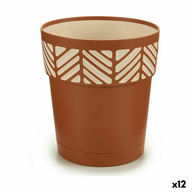 Zelfwaterende bloempot Stefanplast Orfeo Terra cotta Plastic 15 x 15 x 15 cm (12 Stuks) 1
