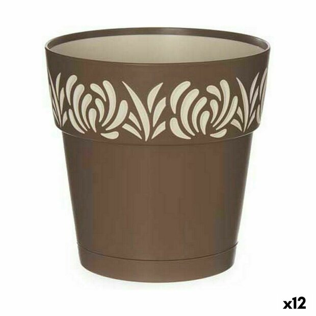 Zelfwaterende bloempot Stefanplast Gaia Bruin Plastic 15 x 15 x 15 cm (12 Stuks) 1