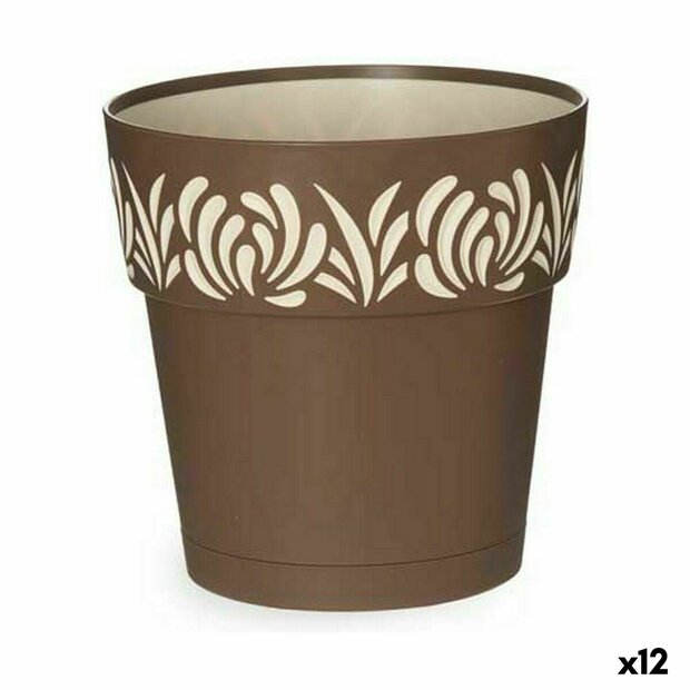 Zelfwaterende bloempot Stefanplast Gaia Bruin Plastic 19 x 19 x 19 cm (12 Stuks) 1