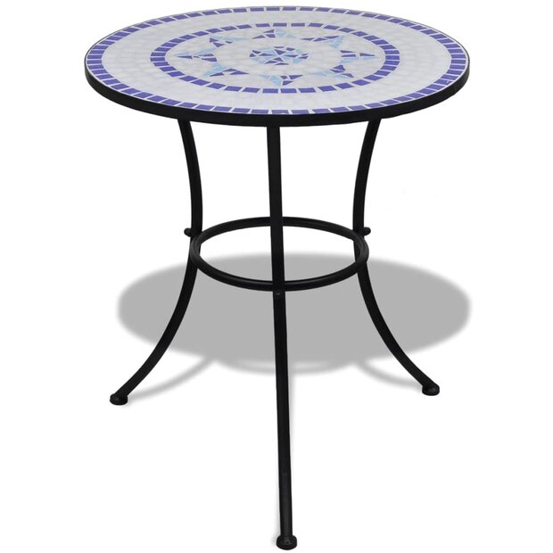 Bistrotafel 60 cm moza&iuml;ek blauw en wit 1
