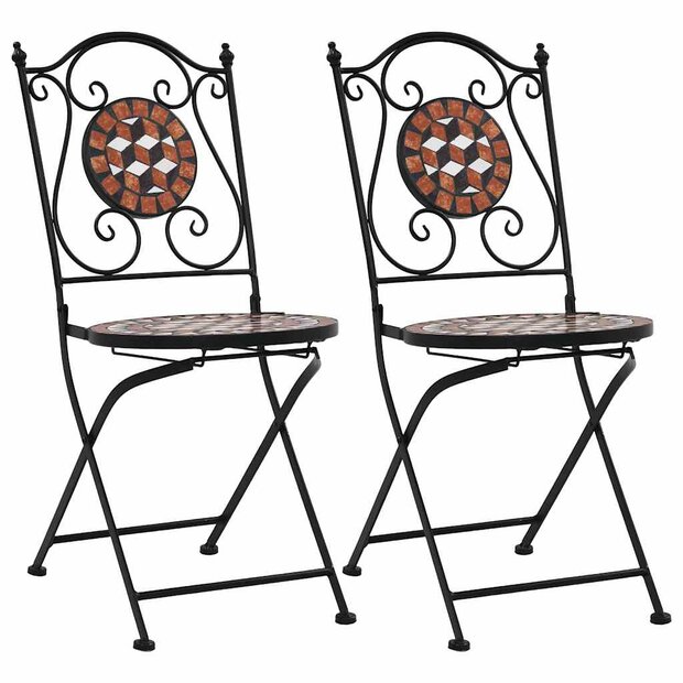 Bistrostoelen moza&iuml;ek 2 st keramiek bruin 1