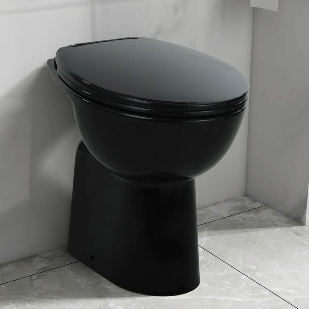 Toilet verhoogd 7 cm soft-close randloos keramiek zwart 1