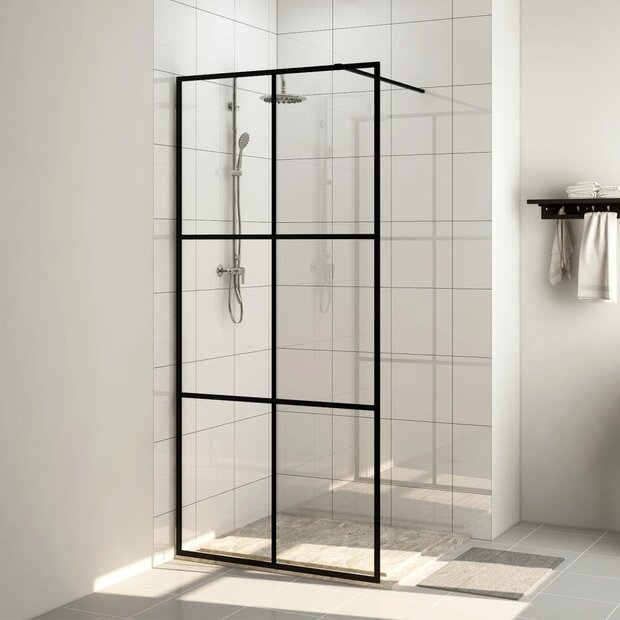 Inloopdouchewand 115x195 cm ESG-glas transparant en zwart 1