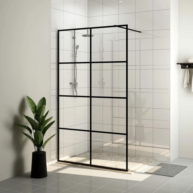 Inloopdouchewand 90x195 cm ESG-glas transparant en zwart 1