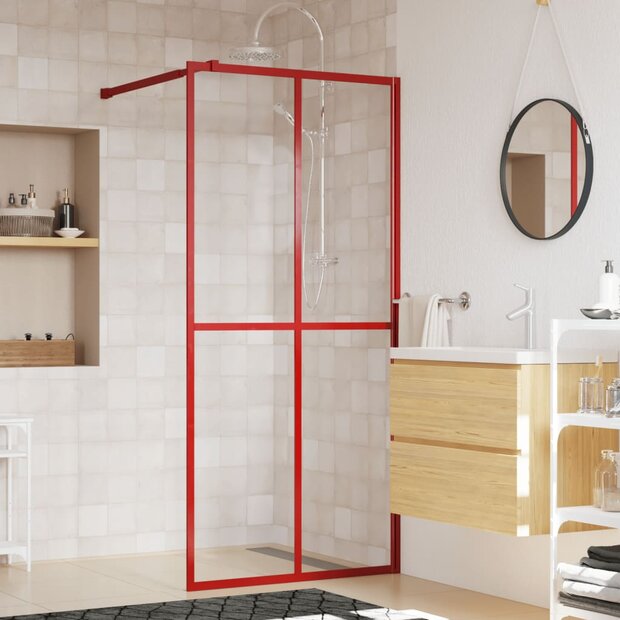 Inloopdouchewand transparant 100x195 cm ESG-glas rood 1