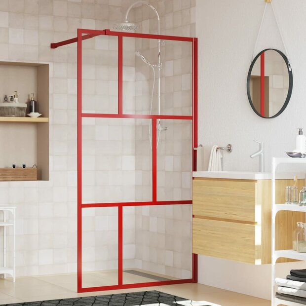 Inloopdouchewand transparant 100x195 cm ESG-glas rood 1