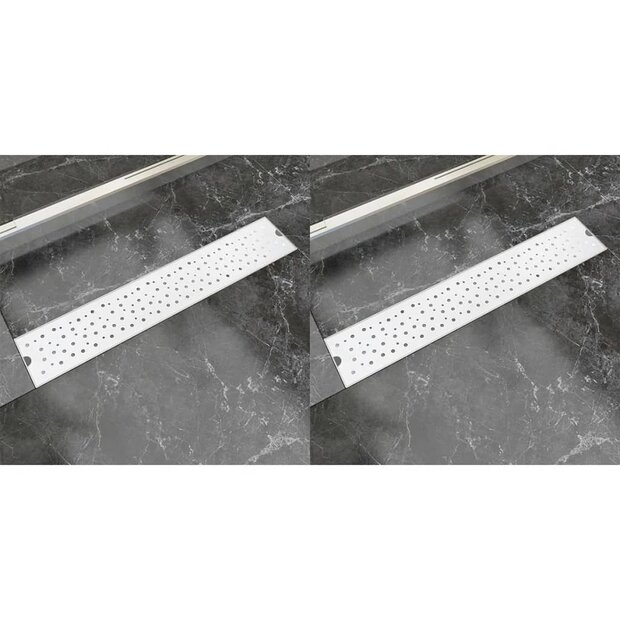 Doucheafvoer 2 st rechthoekig bubbel 630x140 mm roestvrij staal 1