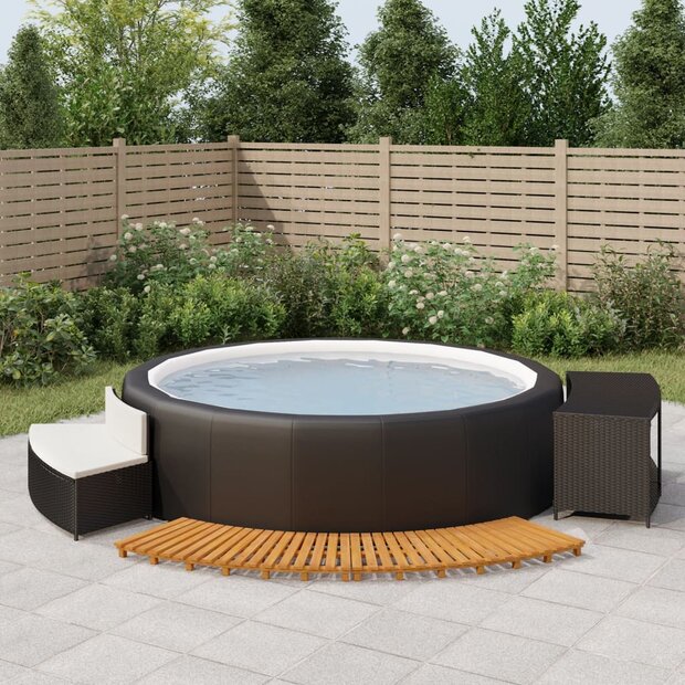 Hottub-ombouw poly rattan en massief acaciahout zwart 1