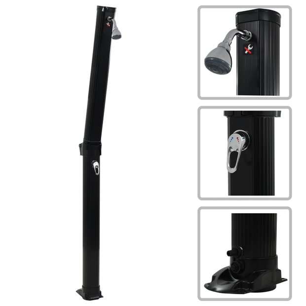 Solardouche inklapbaar 23 L 214 cm zwart 1