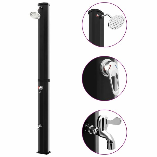 Buitendouche solar met douchekop en kraan 35 L zwart 1