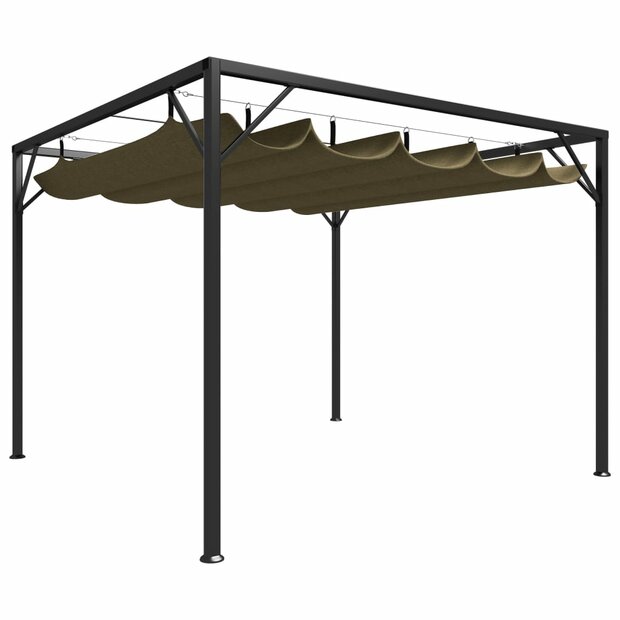 Tuinprieel met uittrekbaar dak 180 g/m&sup2; 3x3 m taupe 1