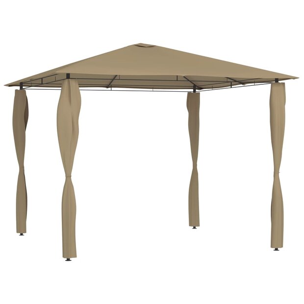 Prieel met paalhoezen 160 g/m&sup2; 3x3x2,6 m taupe 1