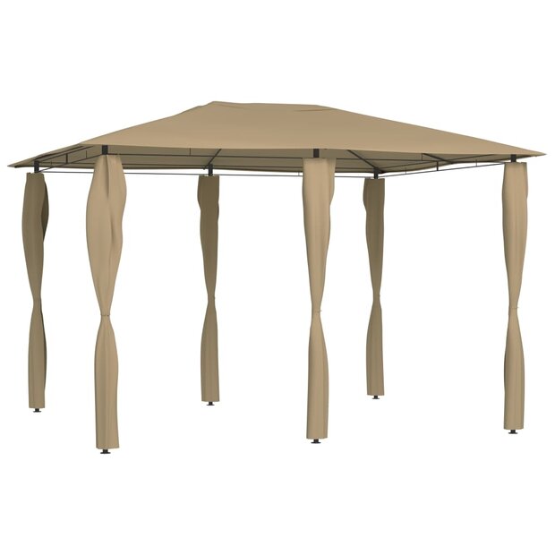 Prieel met paalhoezen 160 g/m&sup2; 3x4x2,6 m taupe 1