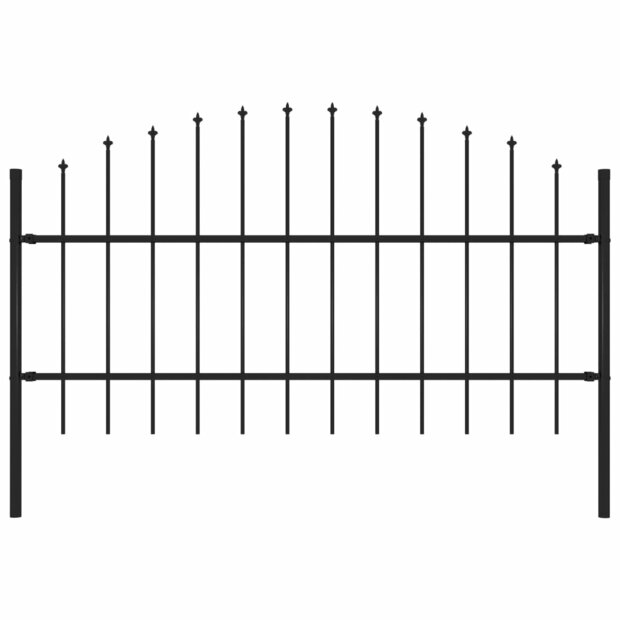 Tuinhek met speren bovenkant (0,75-1)x1,7 m staal zwart 1