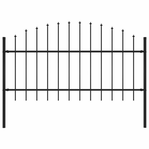 Tuinhek met speren bovenkant (1-1,25)x1,7 m staal zwart 1