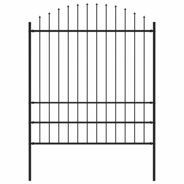Tuinhek met speren bovenkant (1,75-2)x1,7 m staal zwart 1