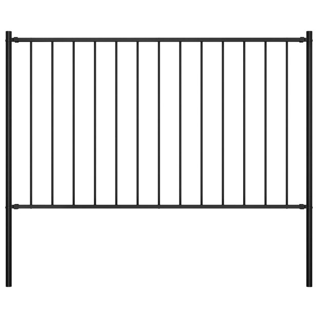 Hekpaneel met palen 1,7x0,75 m gepoedercoat staal zwart 1