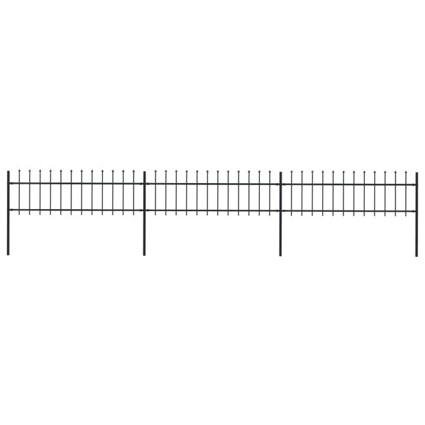Tuinhek met speren bovenkant 5,1x0,6 m staal zwart 1