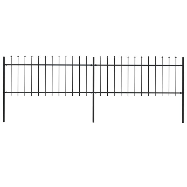 Tuinhek met speren bovenkant 3,4x0,8 m staal zwart 1