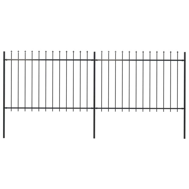 Tuinhek met speren bovenkant 3,4x1,2 m staal zwart 1