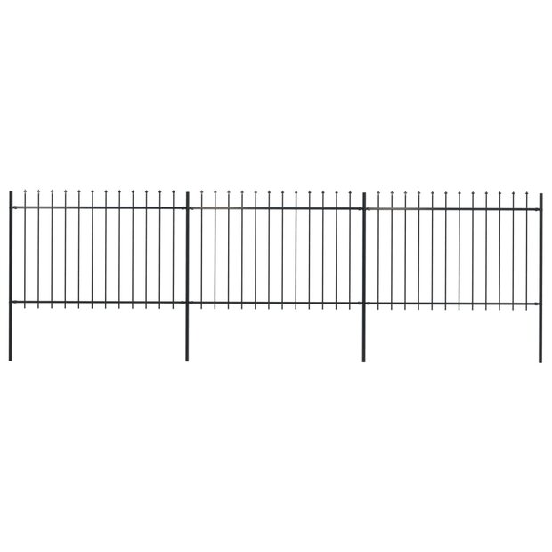 Tuinhek met speren bovenkant 5,1x1,2 m staal zwart 1