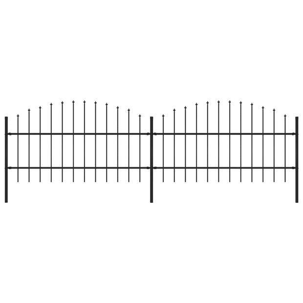 Tuinhek met speren bovenkant (0,75-1)x3,4 m staal zwart 1