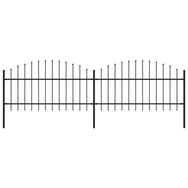 Tuinhek met speren bovenkant (1-1,25)x3,4 m staal zwart 1