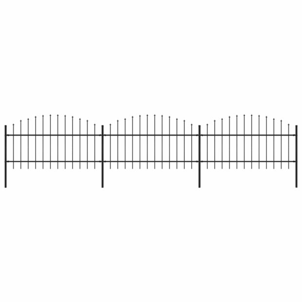 Tuinhek met speren bovenkant (1-1,25)x5,1 m staal zwart 1