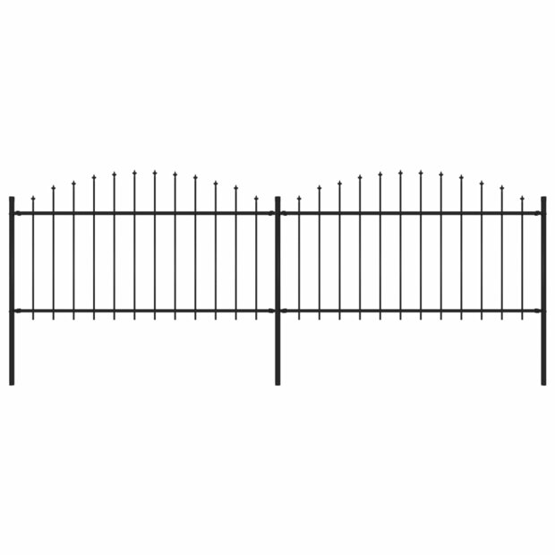 Tuinhek met speren bovenkant (1,25-1,5)x3,4 m staal zwart 1