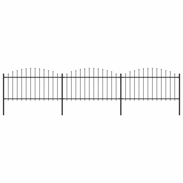 Tuinhek met speren bovenkant (1,25-1,5)x5,1 m staal zwart 1