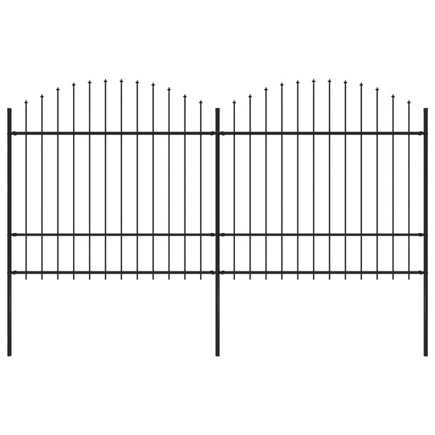 Tuinhek met speren bovenkant (1,5-1,75)x3,4 m staal zwart 1