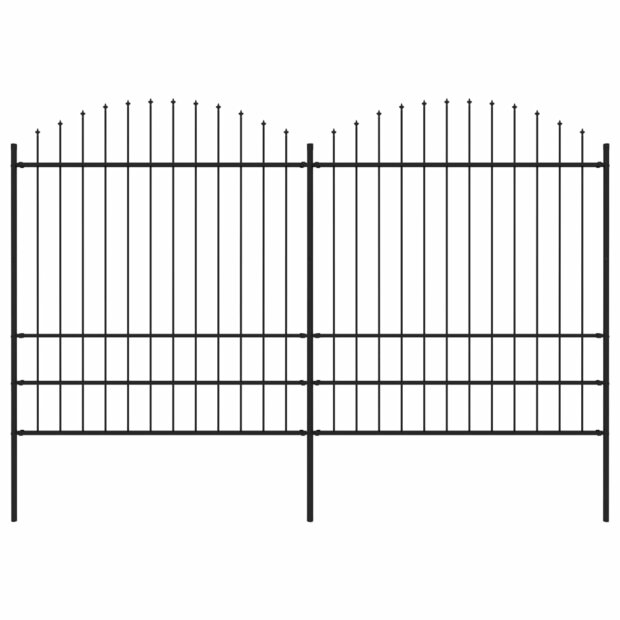 Tuinhek met speren bovenkant (1,75-2)x3,4 m staal zwart 1
