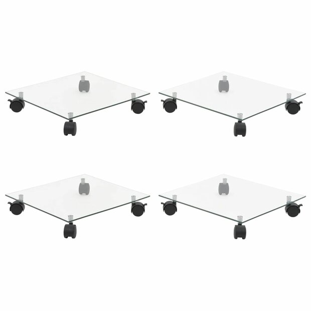 Plantenrollers 4 st vierkant 35x35 cm gehard glas 1