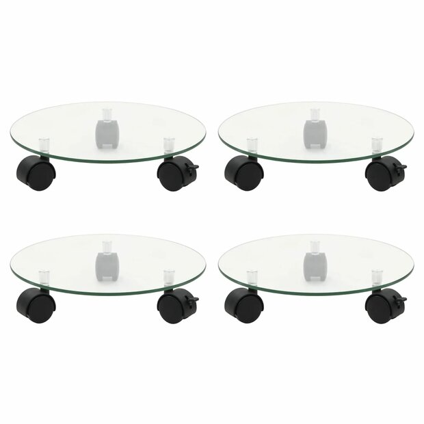 Plantenrollers 4 st rond 28 cm gehard glas 1