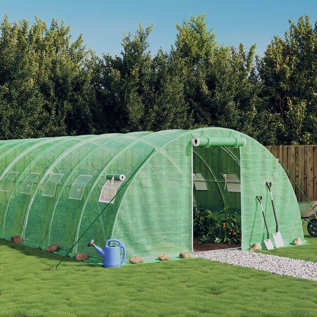 Tuinkas met stalen frame 32 m&sup2; 8x4x2 m groen 1