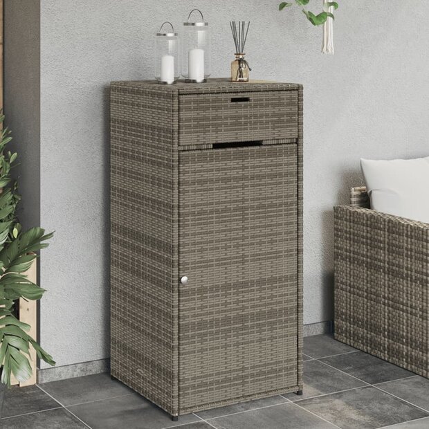 Tuinkast 55x55x111 cm poly rattan grijs 1