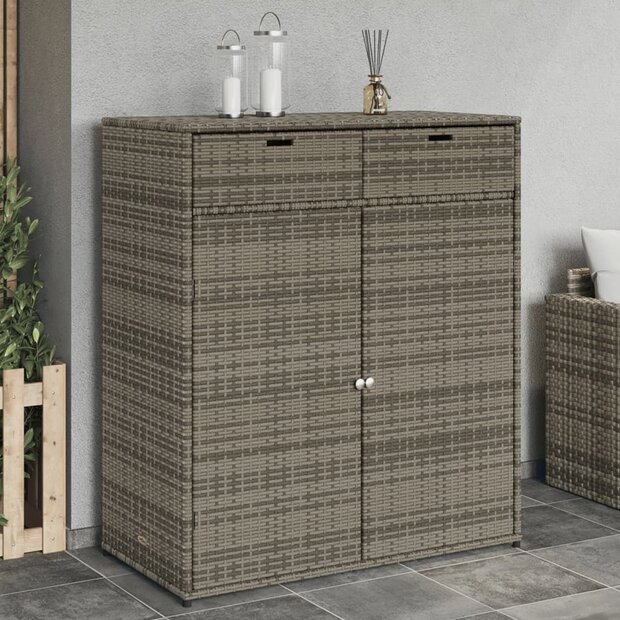 Tuinkast 105x55x113 cm poly rattan grijs 1