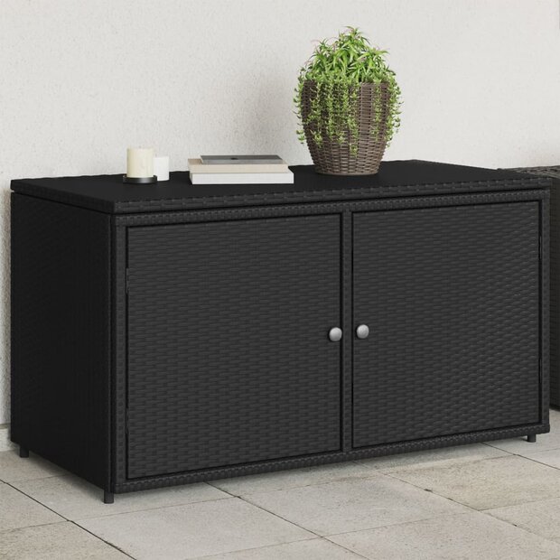 Tuinkast 110x55x60,5 cm poly rattan zwart 1