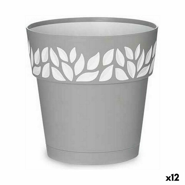 Zelfwaterende bloempot Stefanplast Cloe Grijs Plastic 19 x 19 x 19 cm (12 Stuks) 1