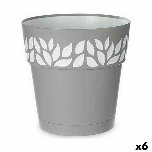 Zelfwaterende bloempot Stefanplast Cloe Grijs Plastic 25 x 25 x 25 cm (6 Stuks) 1