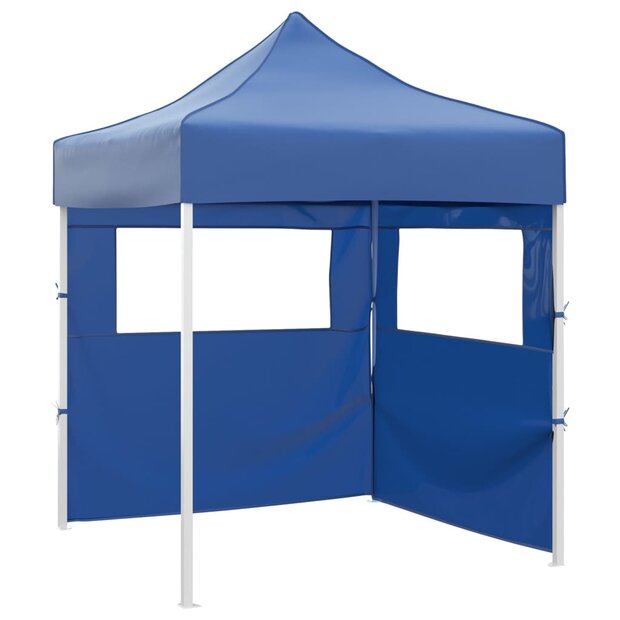 Partytent met 2 zijwanden inklapbaar 2x2 m staal blauw 1