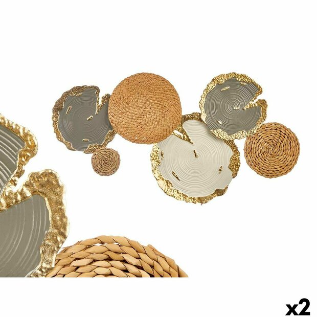 Wanddecoratie GiftDecor 23SMB1538 Wit Bruin Grijs Metaal 89,5 x 5,1 x 48,3 cm (2 Stuks) 1