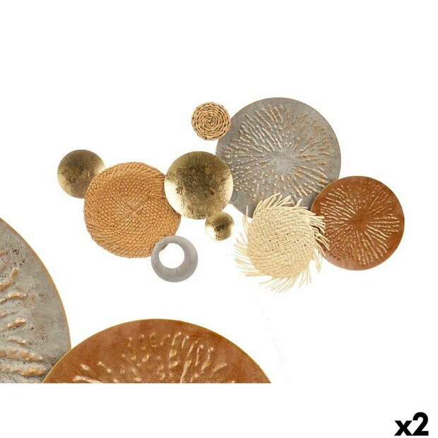 Wanddecoratie GiftDecor 23SMA0041 Bruin Grijs Metaal Papier Natuurlijke Vezel 90,2 x 5,7 x 47 cm (2 Stuks) 1