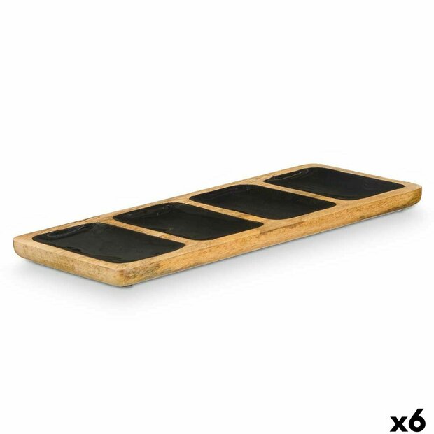 Dienblad met Vakjes GiftDecor MALI-941 B Zwart 46 x 3 x 17 cm (6 Stuks) 1